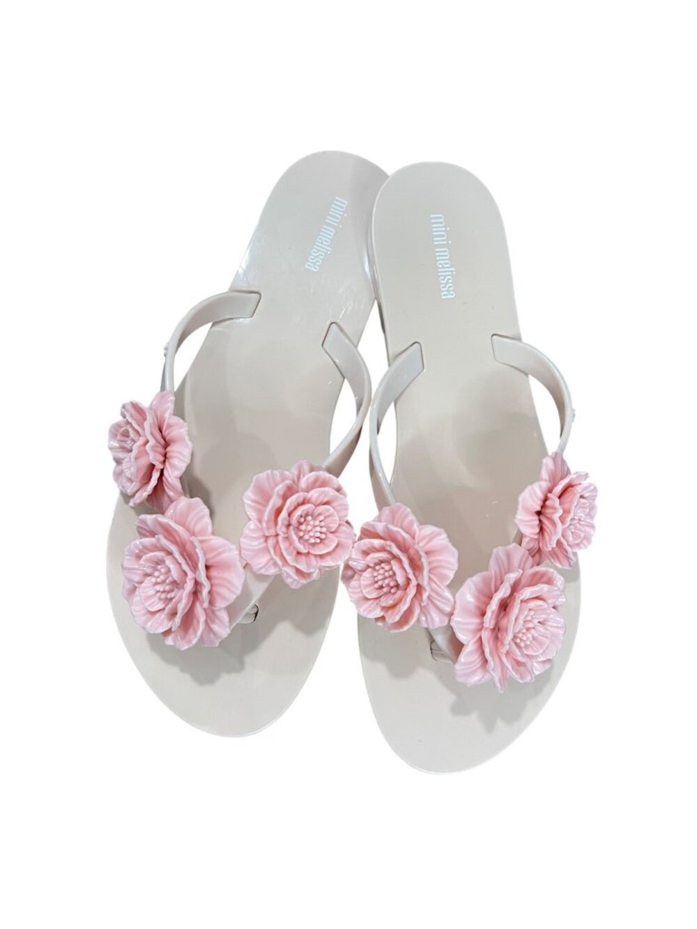 Mini Melissa Harmonic Springtime Flip Flops Girls Size 4 Floral Thong Sandals
